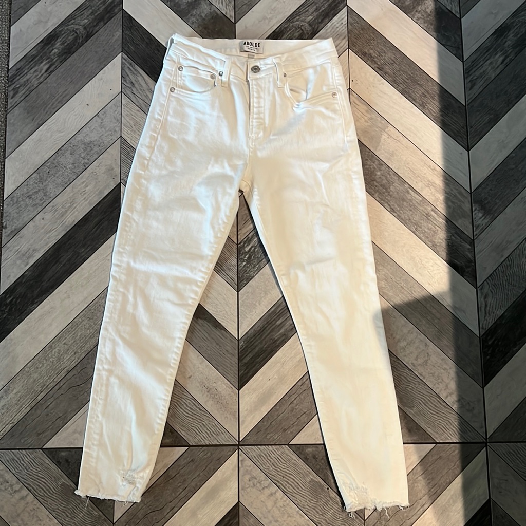 Agold White Raw Hem High Waisted Jeans Size 26